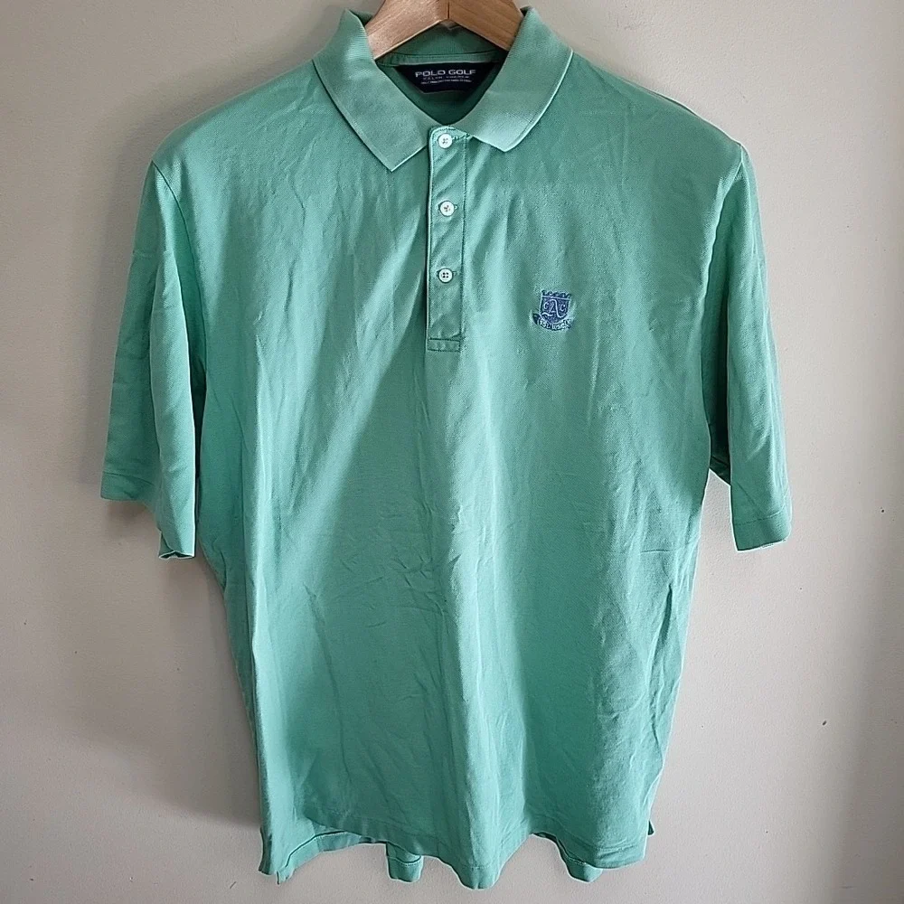 Polo Ralph Lauren Shirt Mens Large Green 100% Pima Cotton‎ Country Club Logo